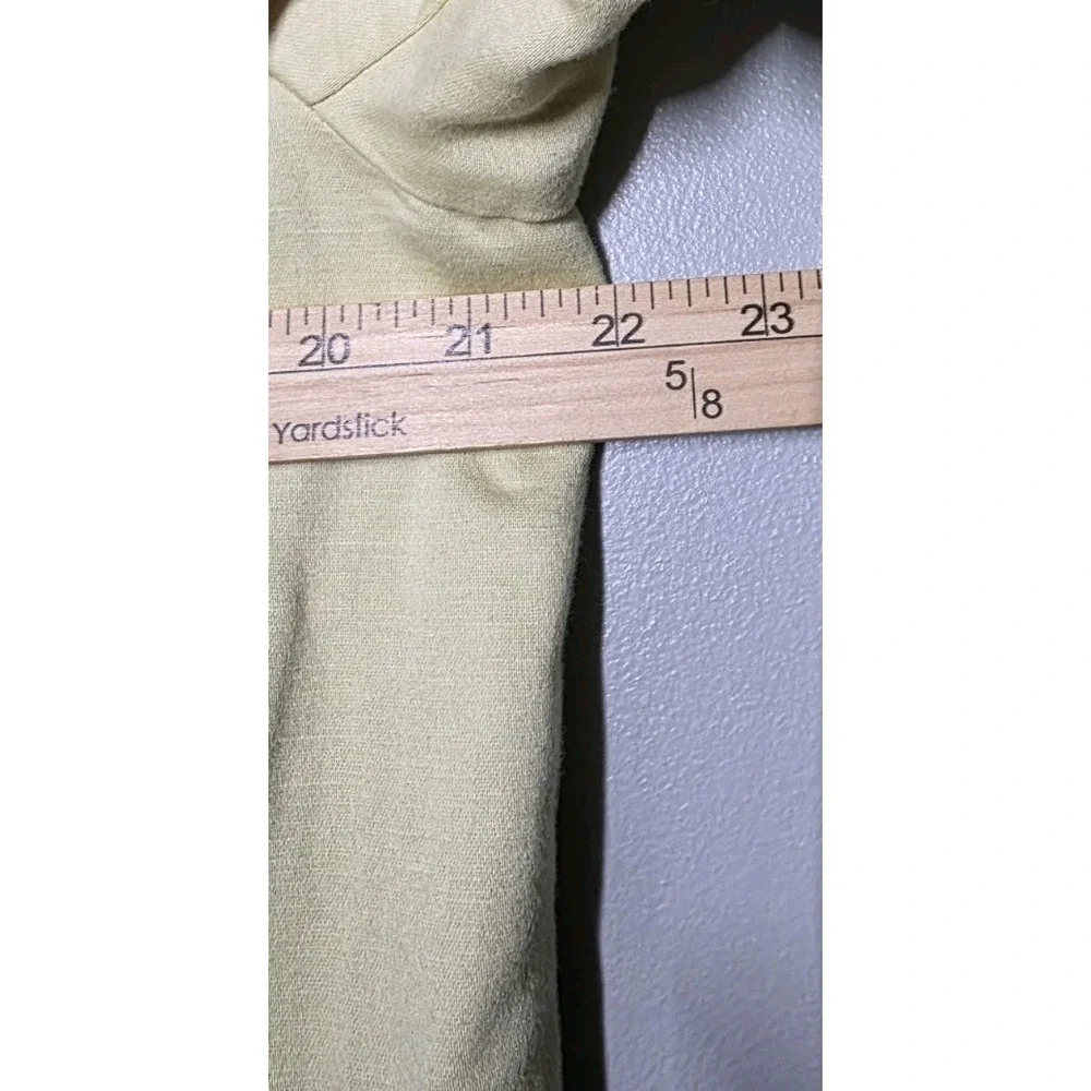 J. Jill Womens Medium Petite Lt. Green Lined Linen‎ Cotton Trench Long Coat